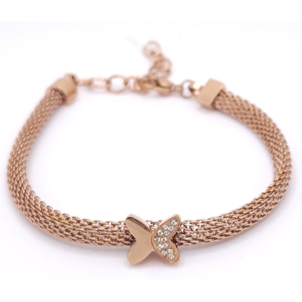 Rose‎ Gold Butterfly CZ Mesh Bracelet